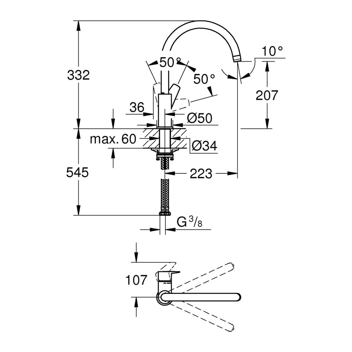 Grohe BauEdge Küchenarmatur schwenkbar