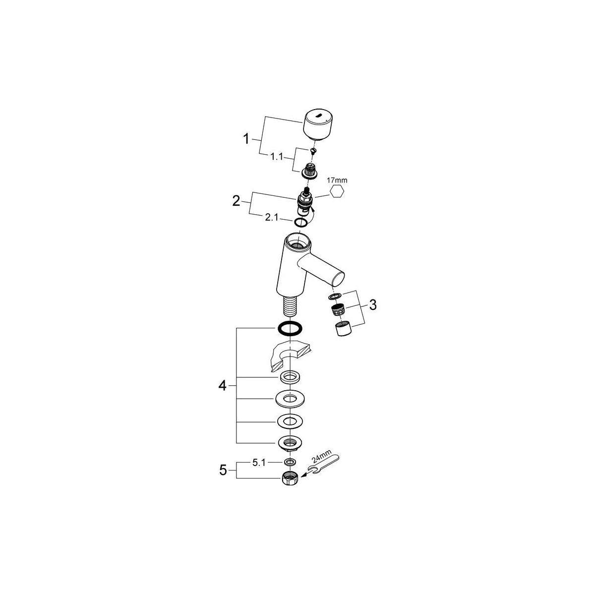 Grohe Concetto XS-Size Kaltwasser Waschtischarmatur
