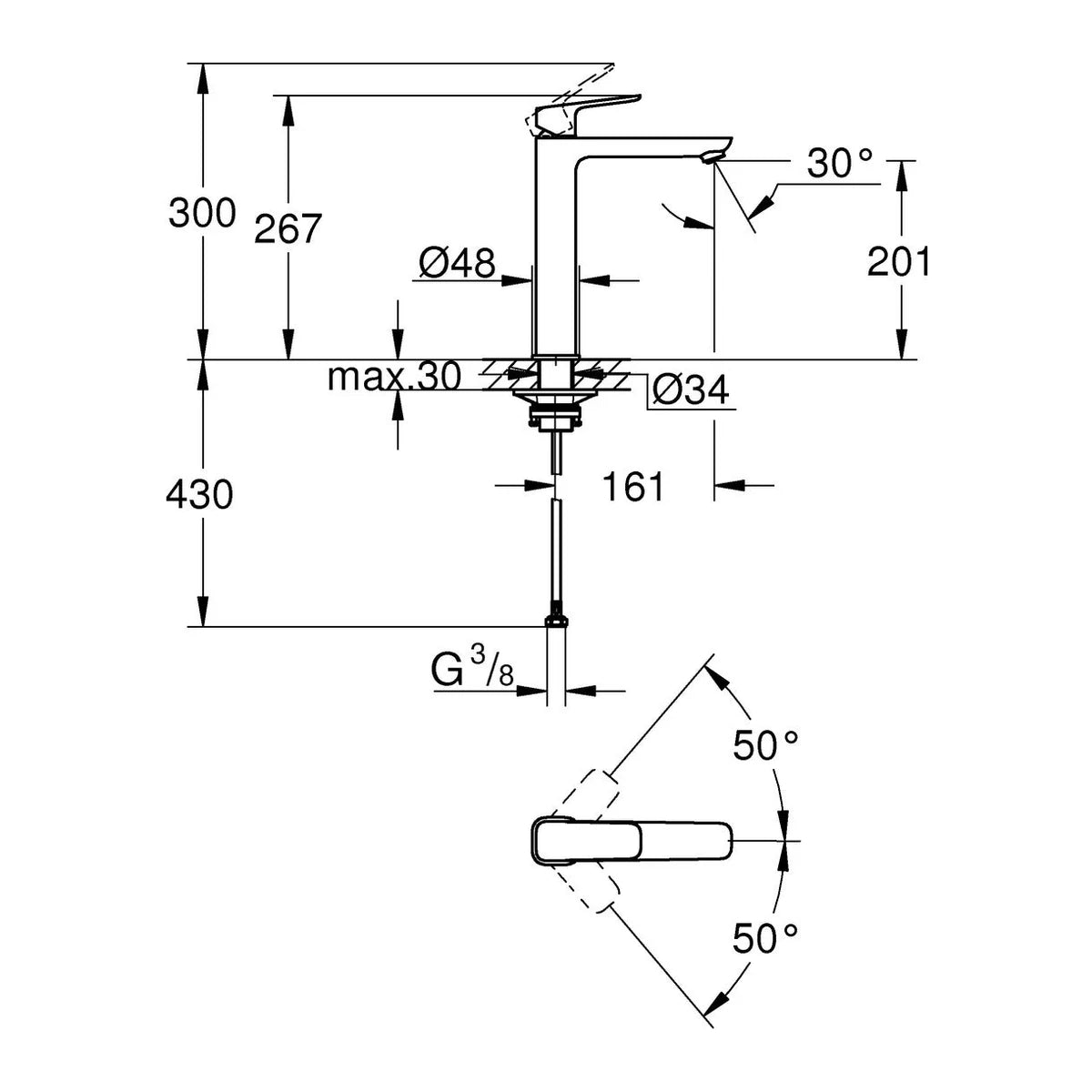 Grohe Cubeo XL-Size Einhebel Waschtischarmatur