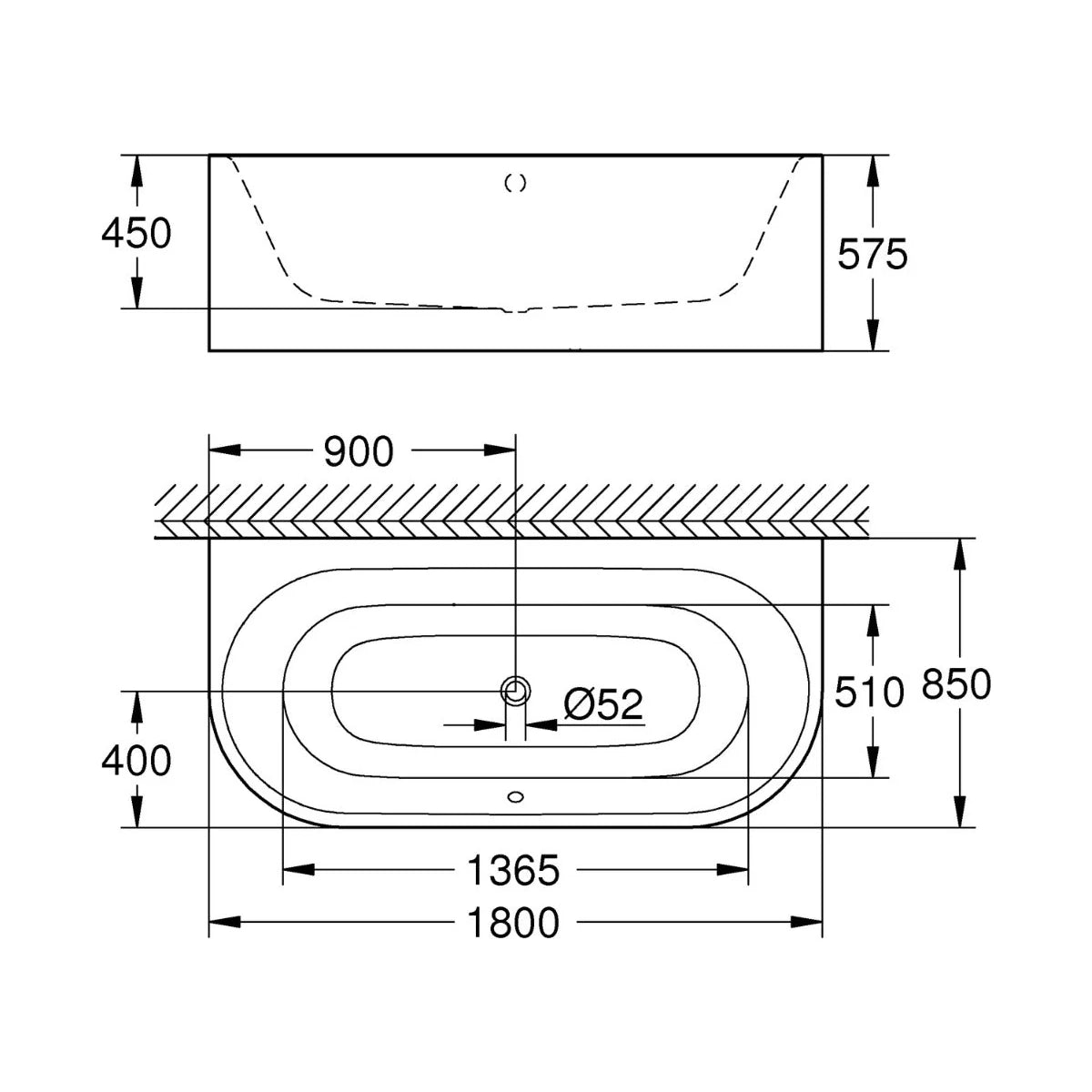 Grohe Essence Vorwand-Badewanne mit Schürze