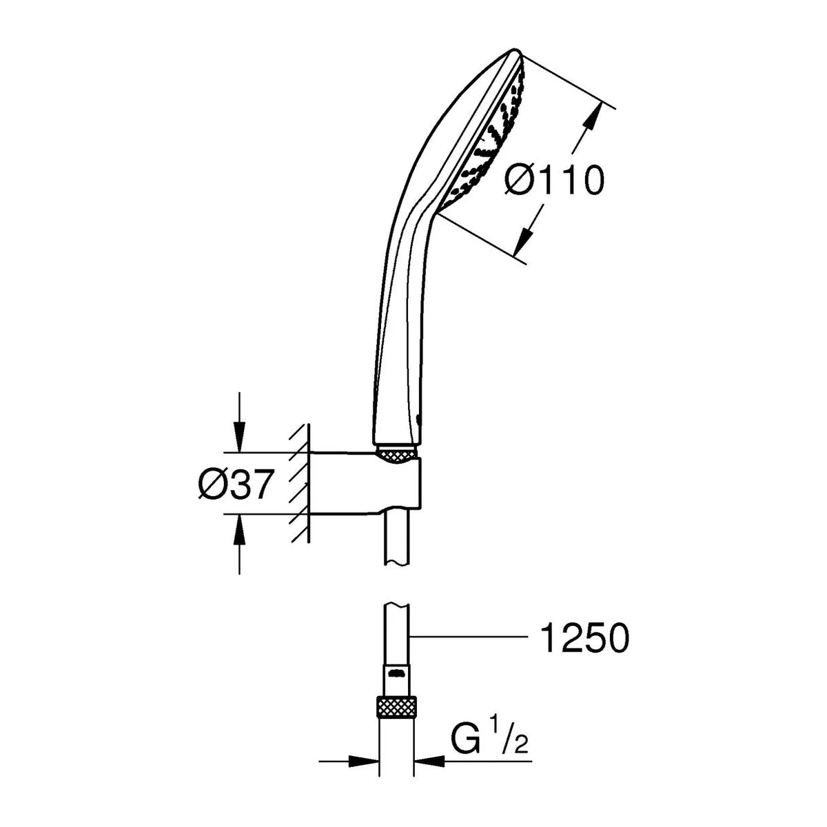 Grohe Euphoria 110 Mono 1jet Handbrause mit Wandhalter