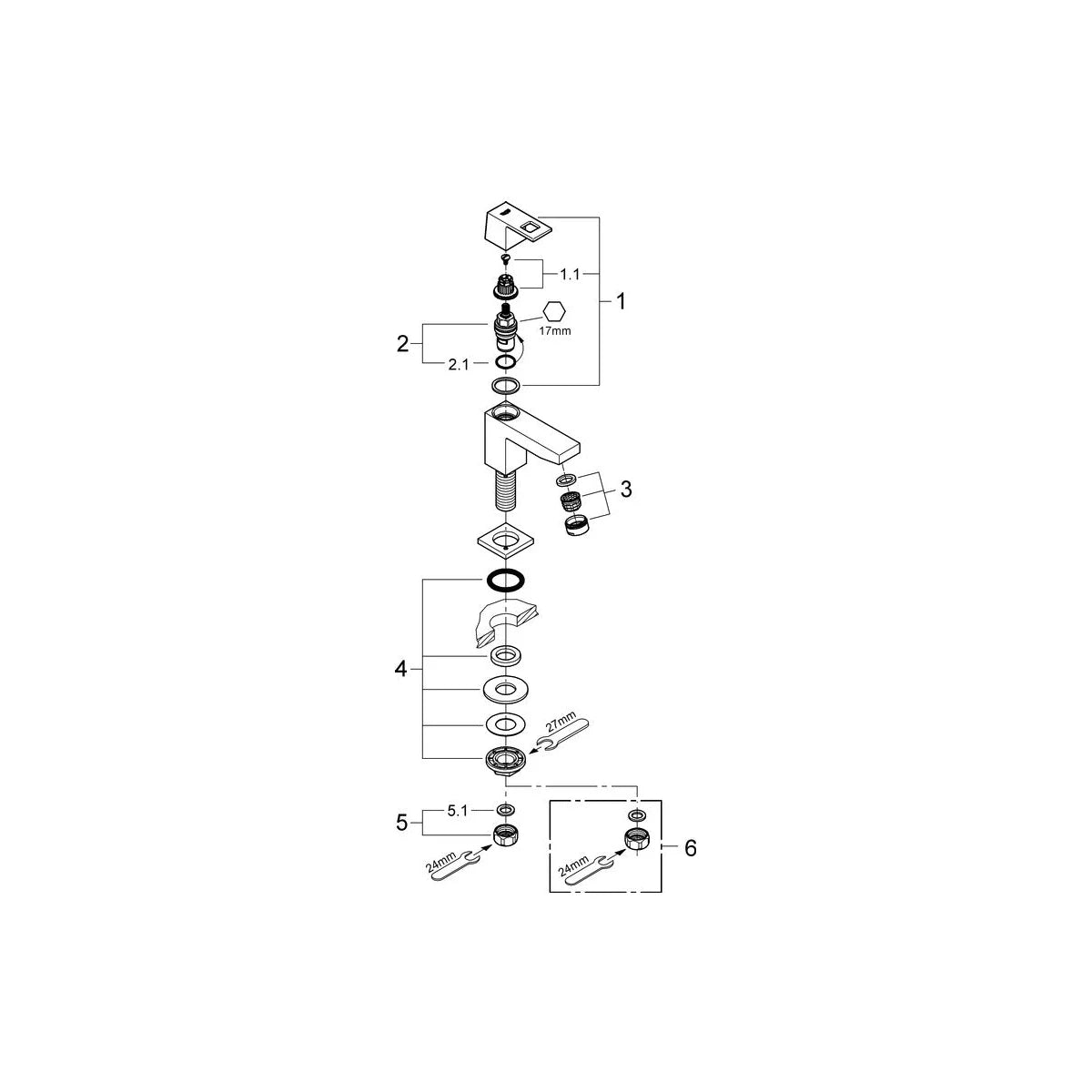 Grohe Eurocube XS-Size Kaltwasser Waschtischarmatur