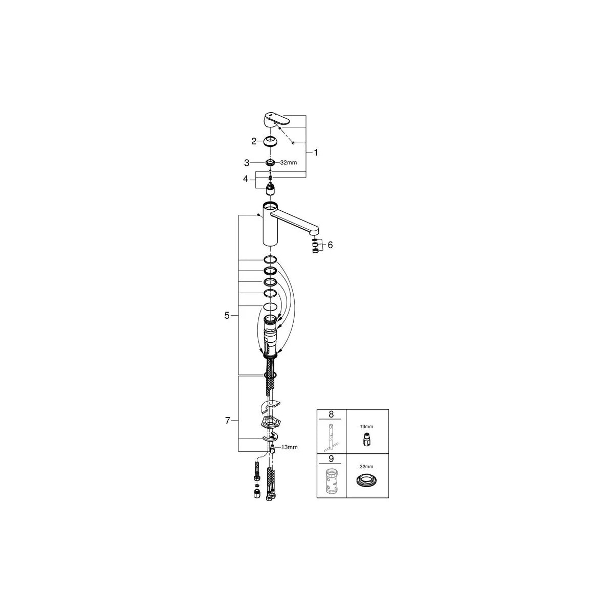 Grohe Eurosmart C. Küchenarmatur Niederdruck schwenkbar