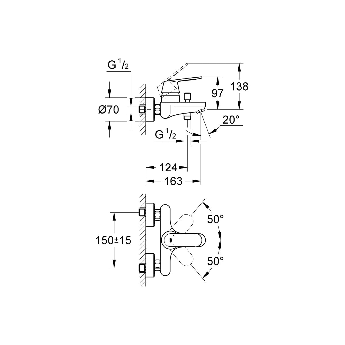 Grohe Eurosmart Cosmop. Badewannenarmatur