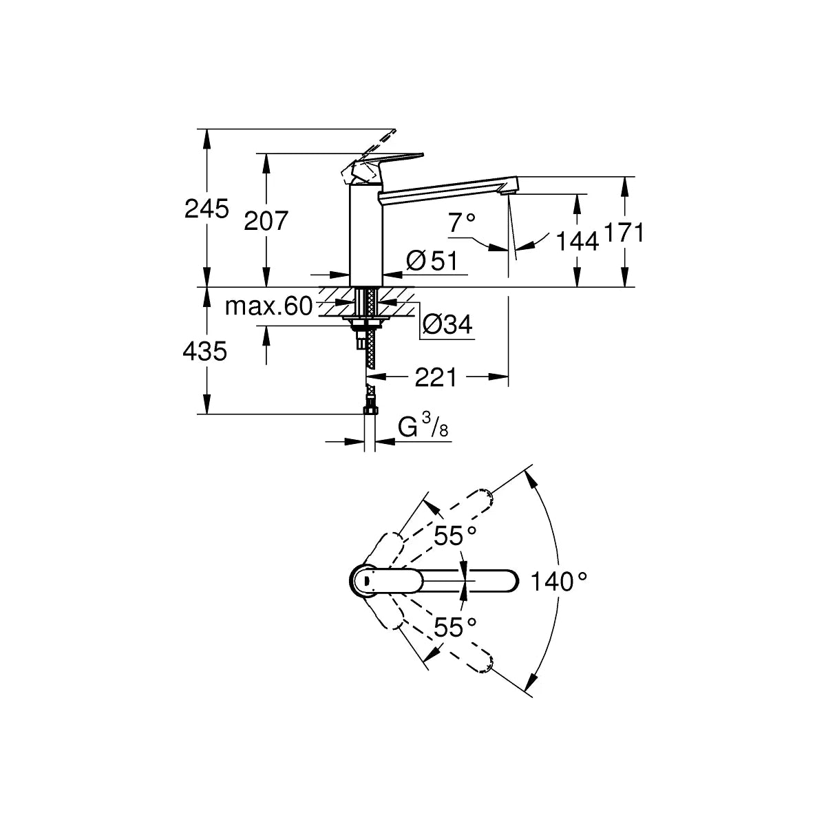 Grohe Eurosmart Cosmopolitan Küchenarmatur schwenkbar