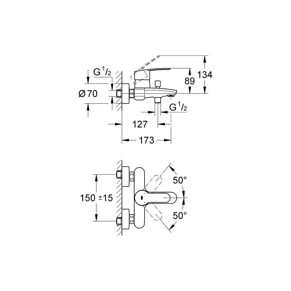 Grohe Eurostyle Cosmop. Badewannenarmatur