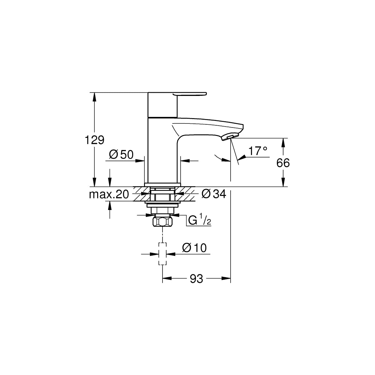 Grohe Eurostyle Cosmopolitan XS-Size Kaltwasser Waschtischarmatur