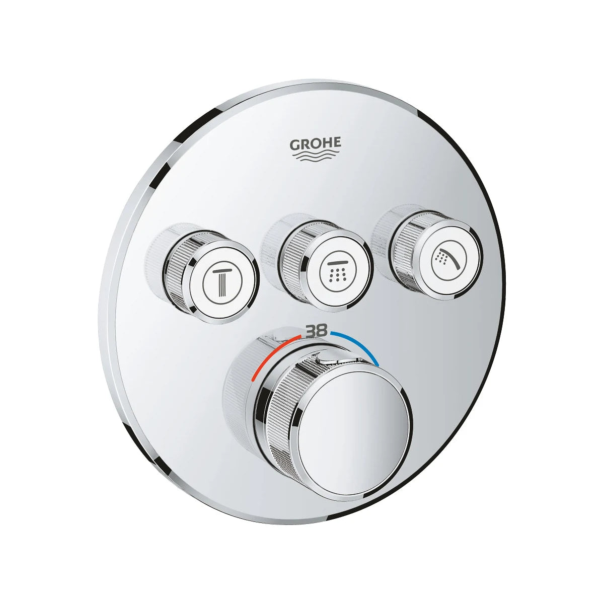 Grohe Grohtherm SmartControl Thermostat mit 3 Absperrventilen rund chrom