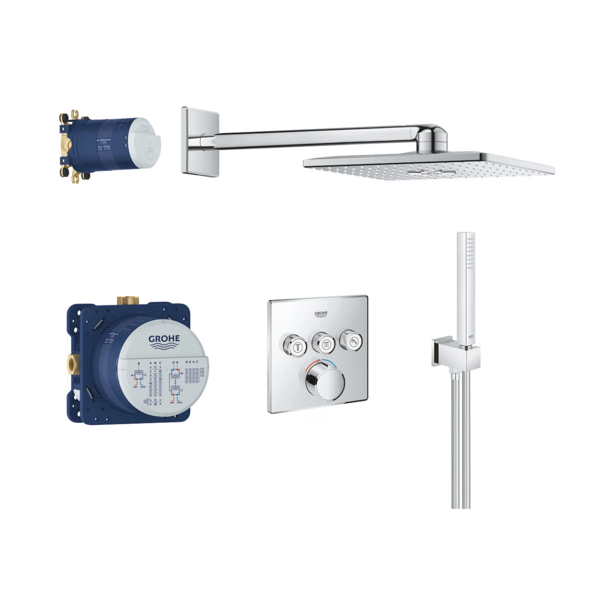 Grohe Grohtherm SmartControl UP-Duschsystem mit Rainshower SmartActive 310 Cube