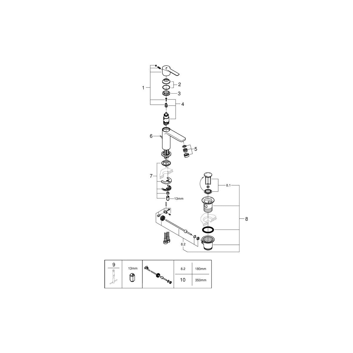 Grohe Lineare XS-Size Einhebel Waschtischarmatur