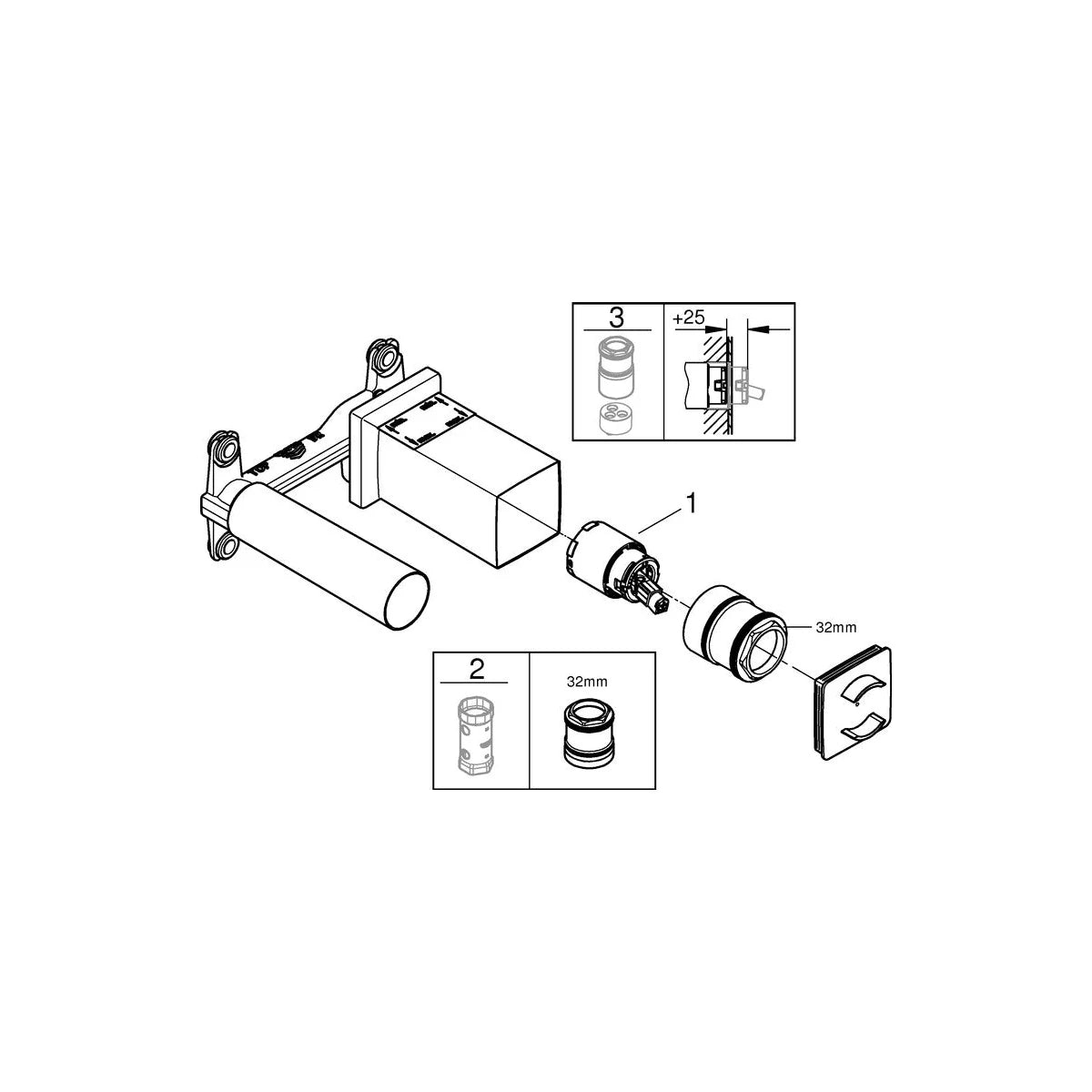 Grohe UP-Körper für 2-Loch Armaturen