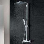 GROHE Duschsystem Euphoria Cube System 230 26087, mit Aufputz-Thermostatbatterie, Wandmontage, maximaler Durchfluss bei 3 bar: 13 l/min (Kopfbrause), 9 l/min (Handbrause), chrom