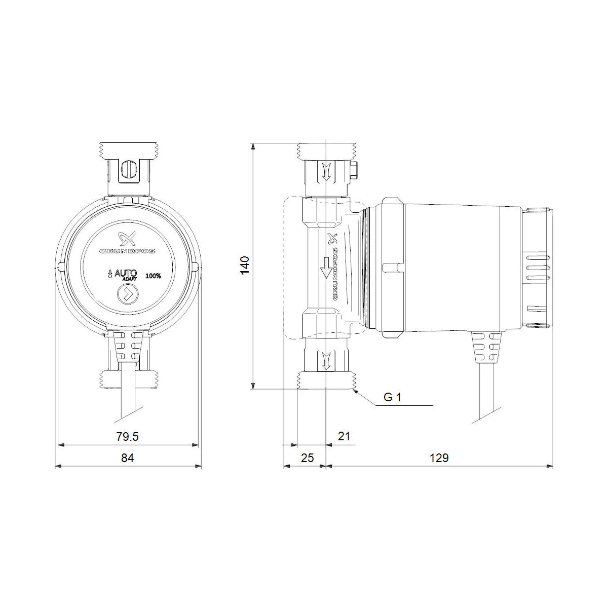 Grundfos Comfort Zirkulationspumpe 15-14 BXAPM Baulänge 140mm