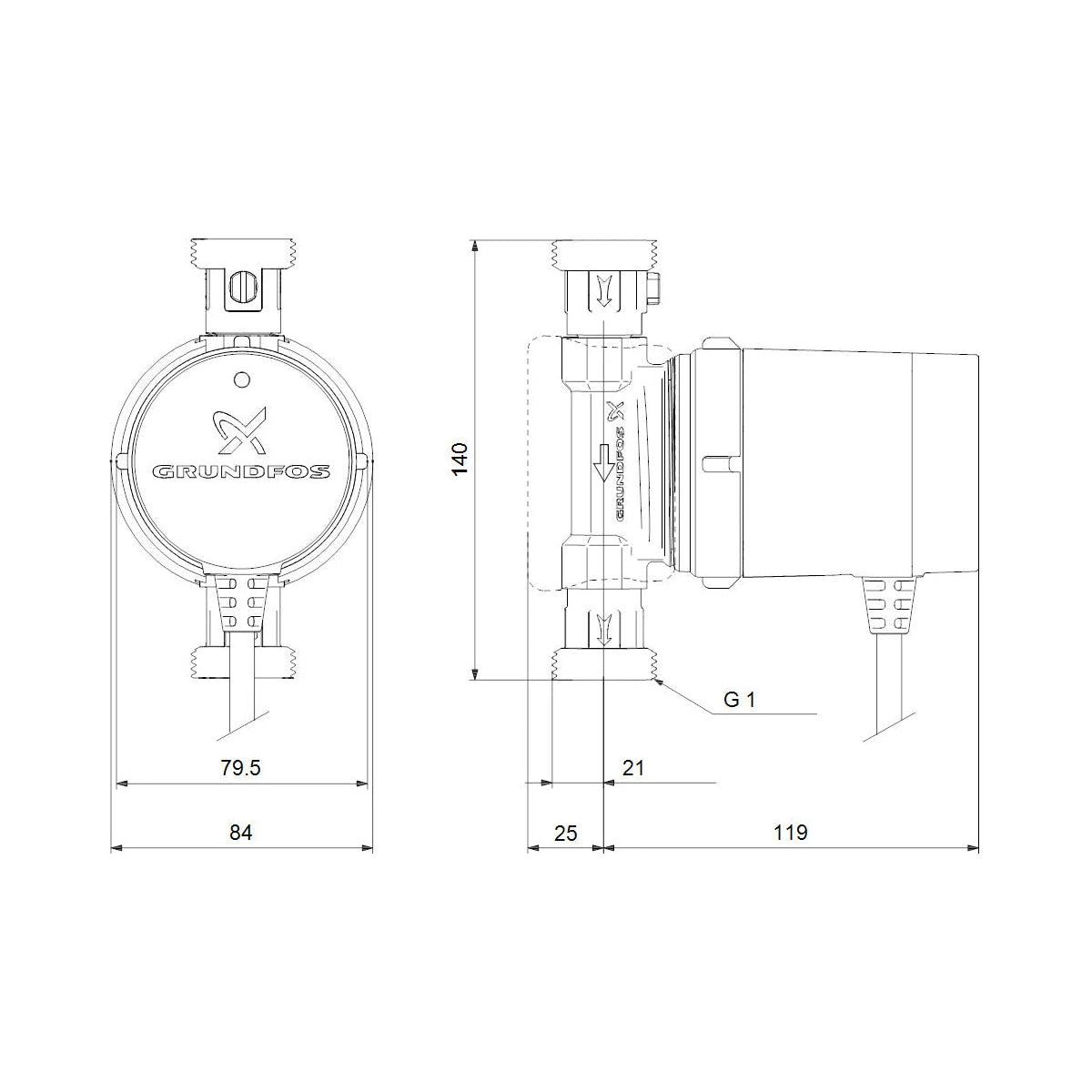 Grundfos Comfort Zirkulationspumpe 15-14 BXPM Baulänge 140mm