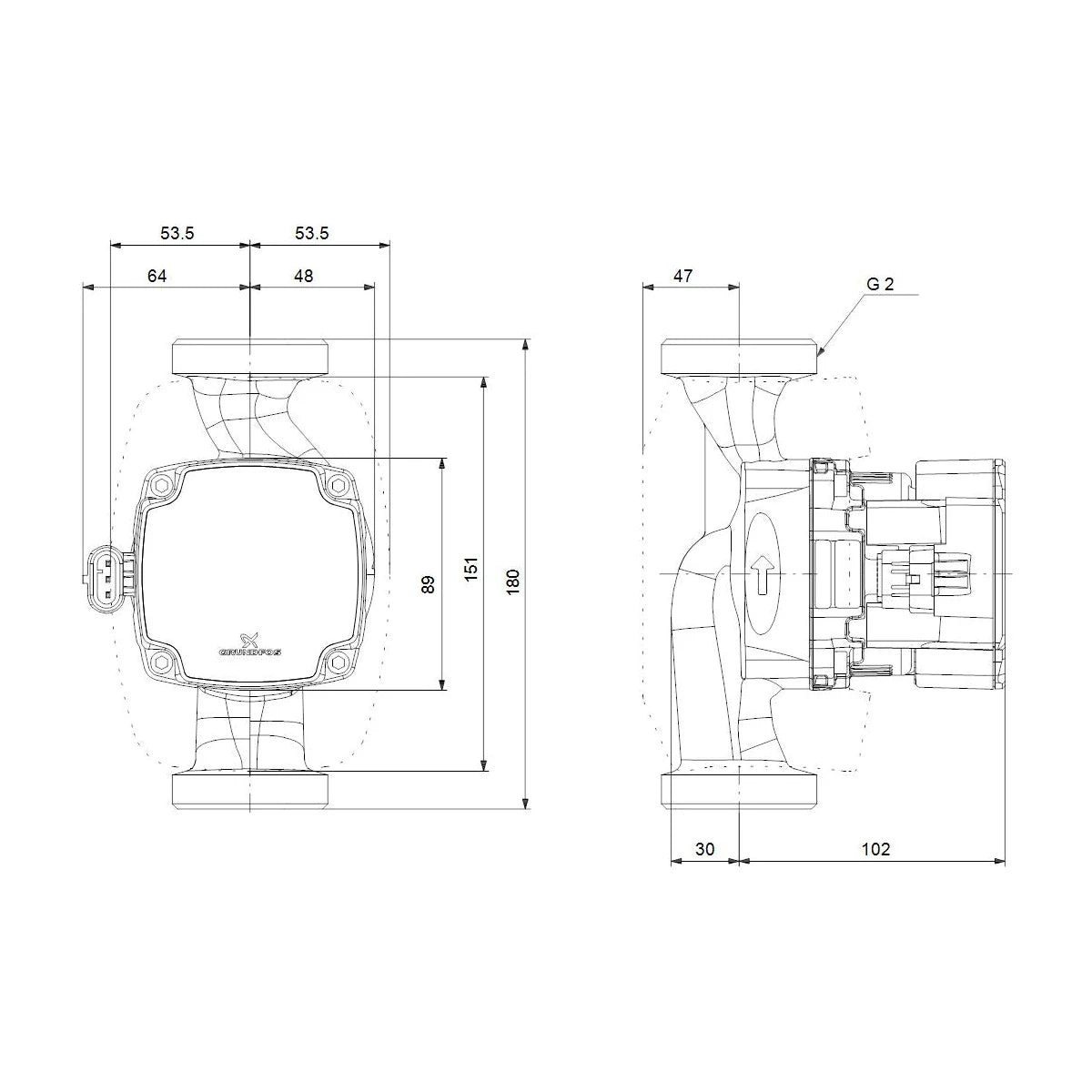 Grundfos Heizungspumpe ALPHA 1 GO 32-40 Baulänge 180mm