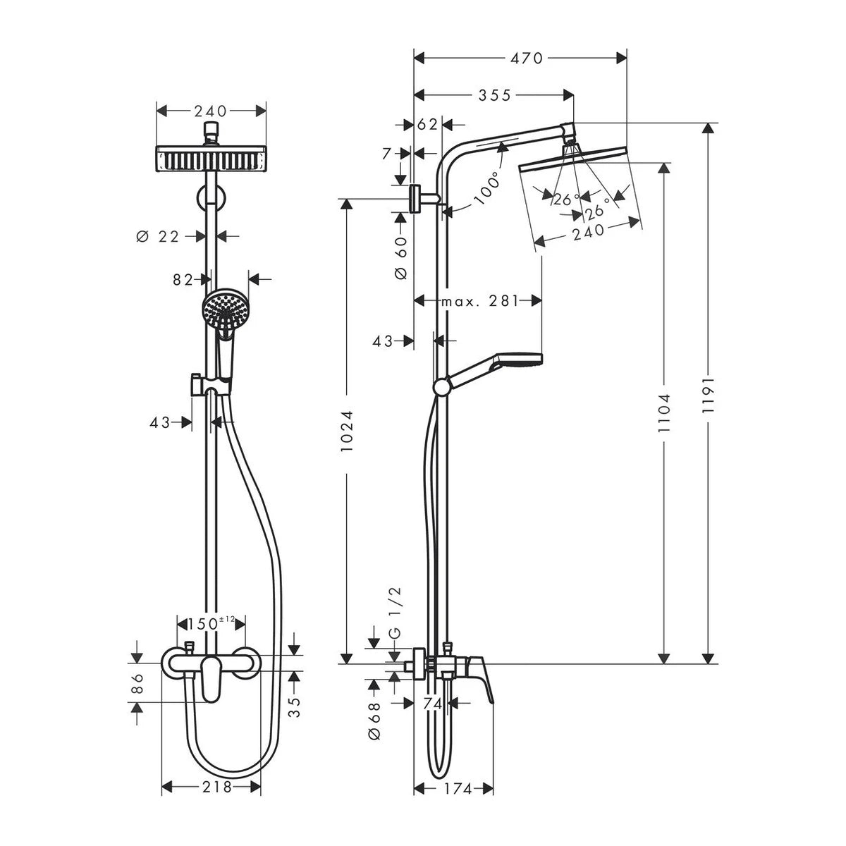 Hansgrohe Crometta E 240 1jet Duschsystem