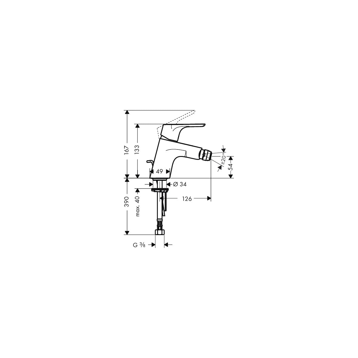 Hansgrohe Focus Bidetarmatur mit Ablaufgarnitur