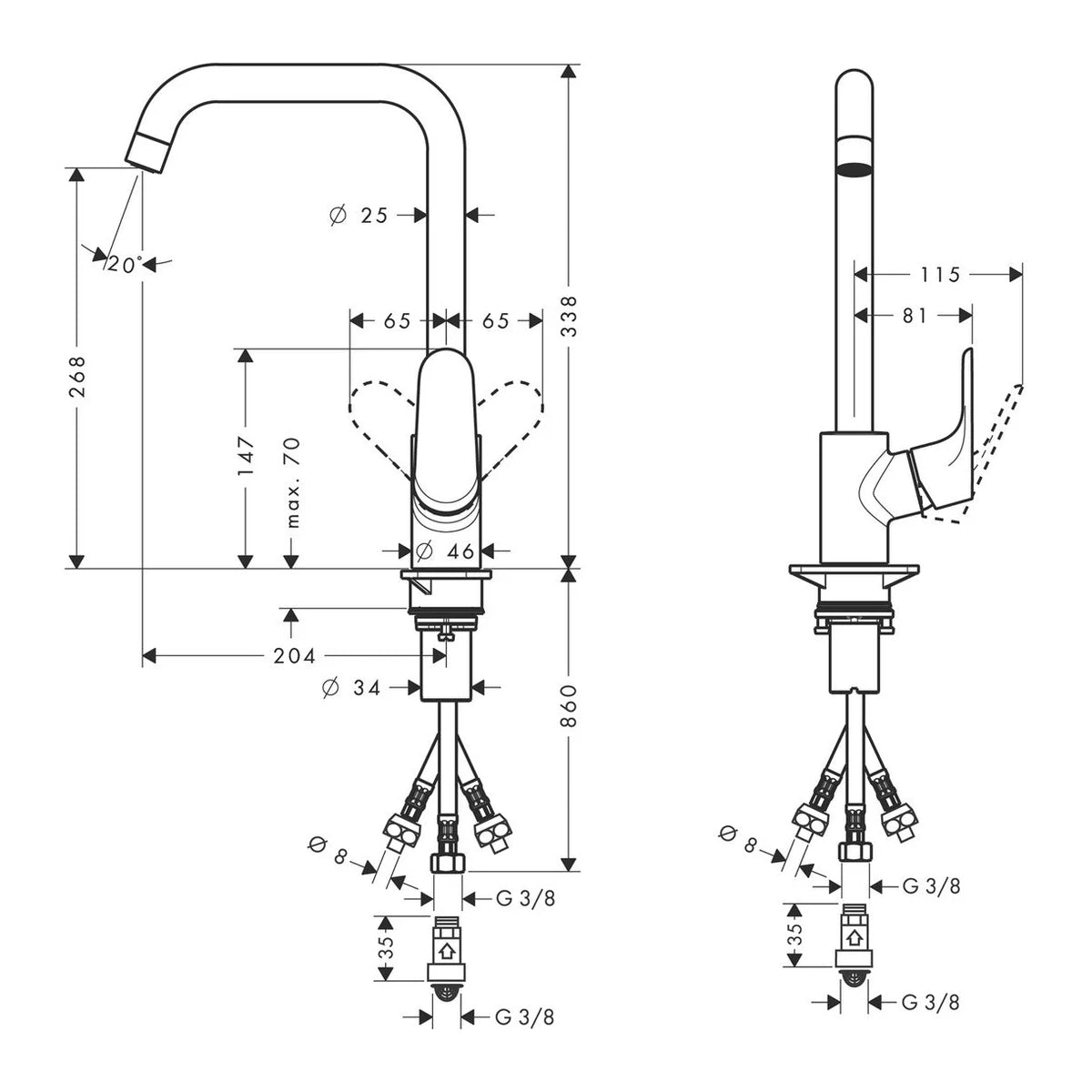 Hansgrohe Focus M41 Küchenarmatur Niederdruck schwenkbar