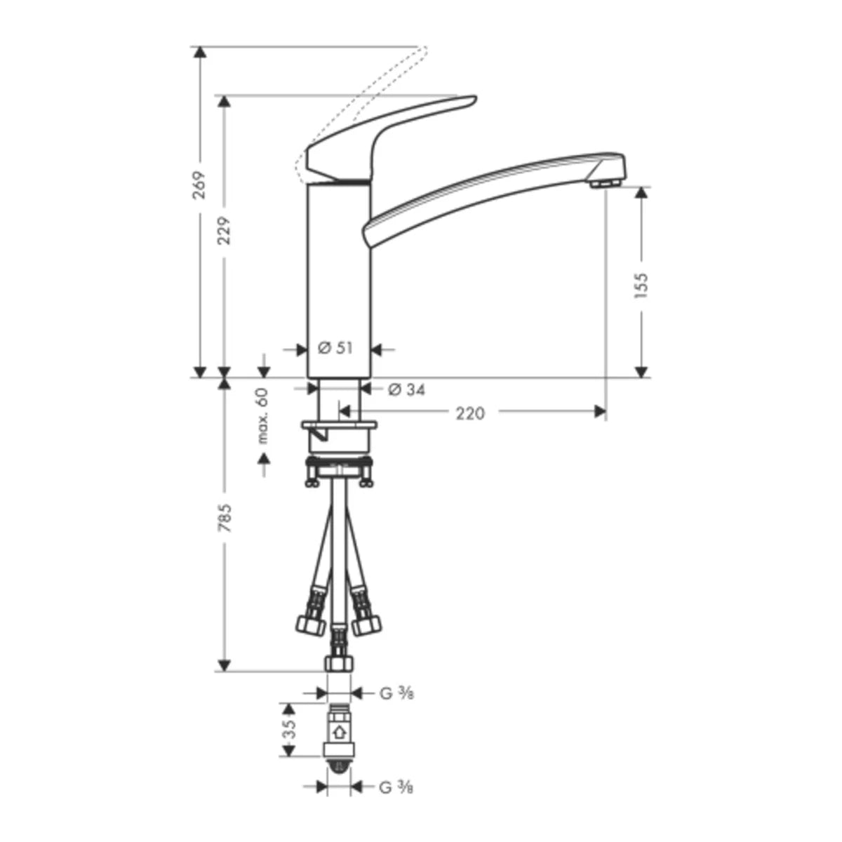 Hansgrohe Focus M41 Küchenarmatur Niederdruck schwenkbar