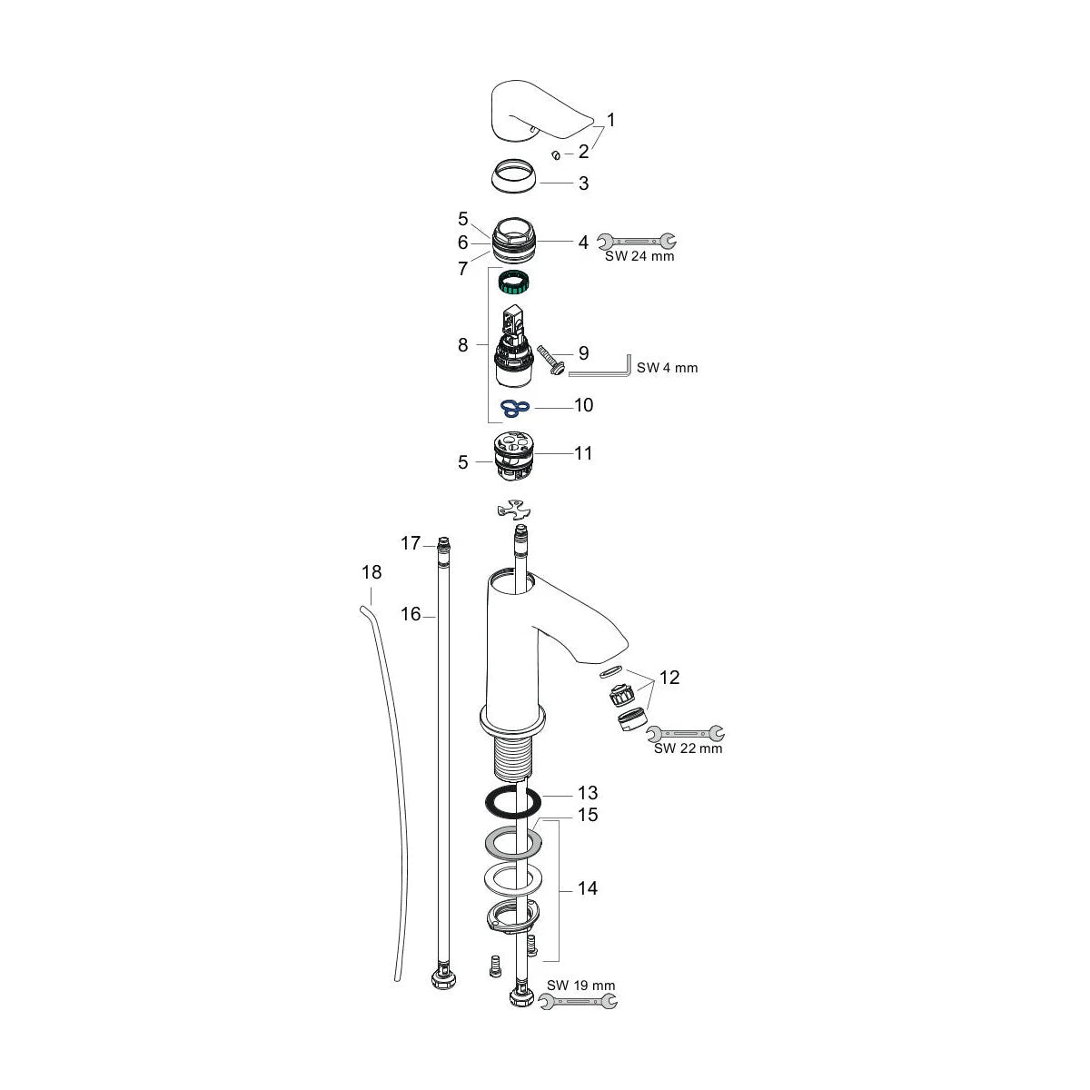 Hansgrohe Metris 100 Einhebel Waschtischarmatur