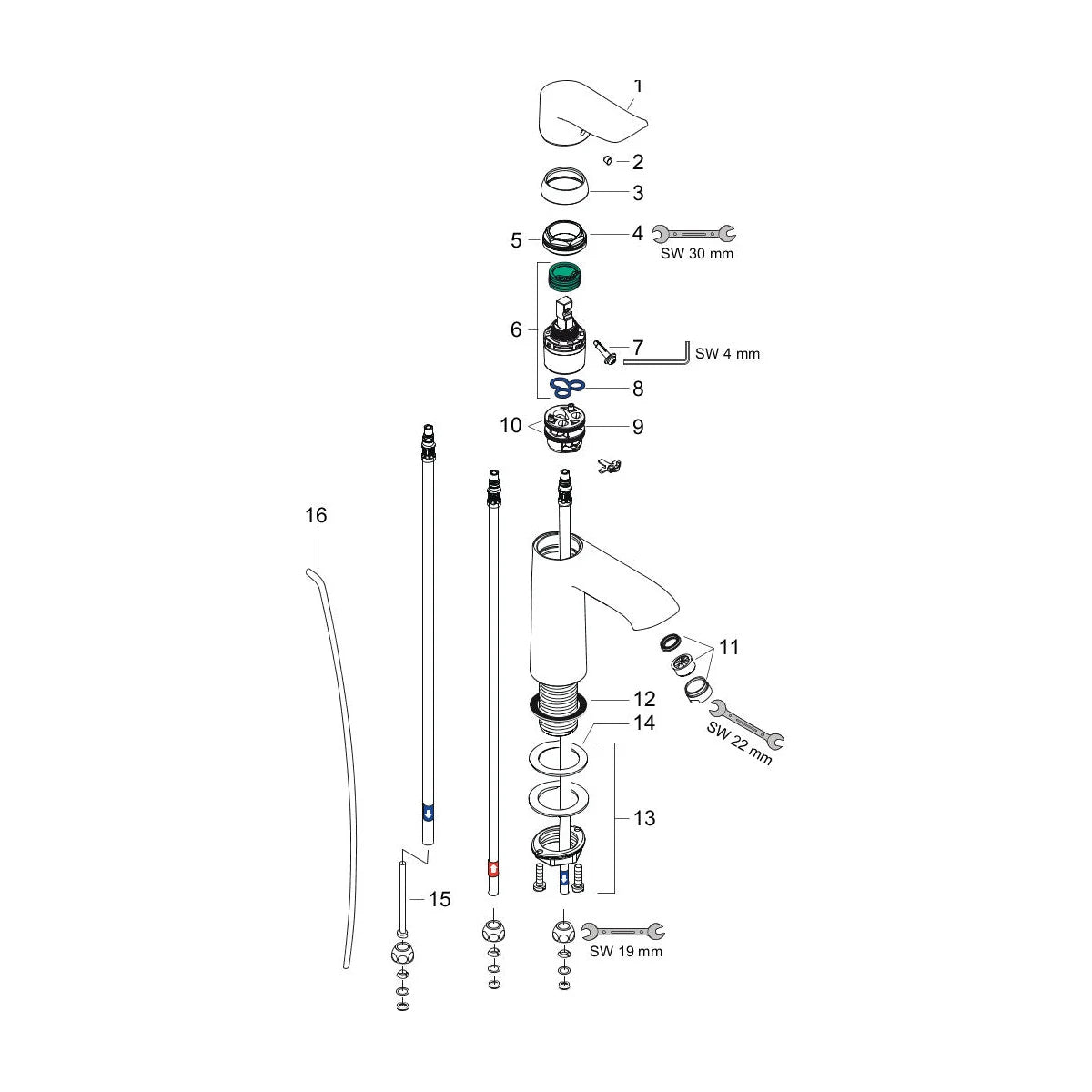 Hansgrohe Metris 110 Niederdruck Einhebel Waschtischarmatur