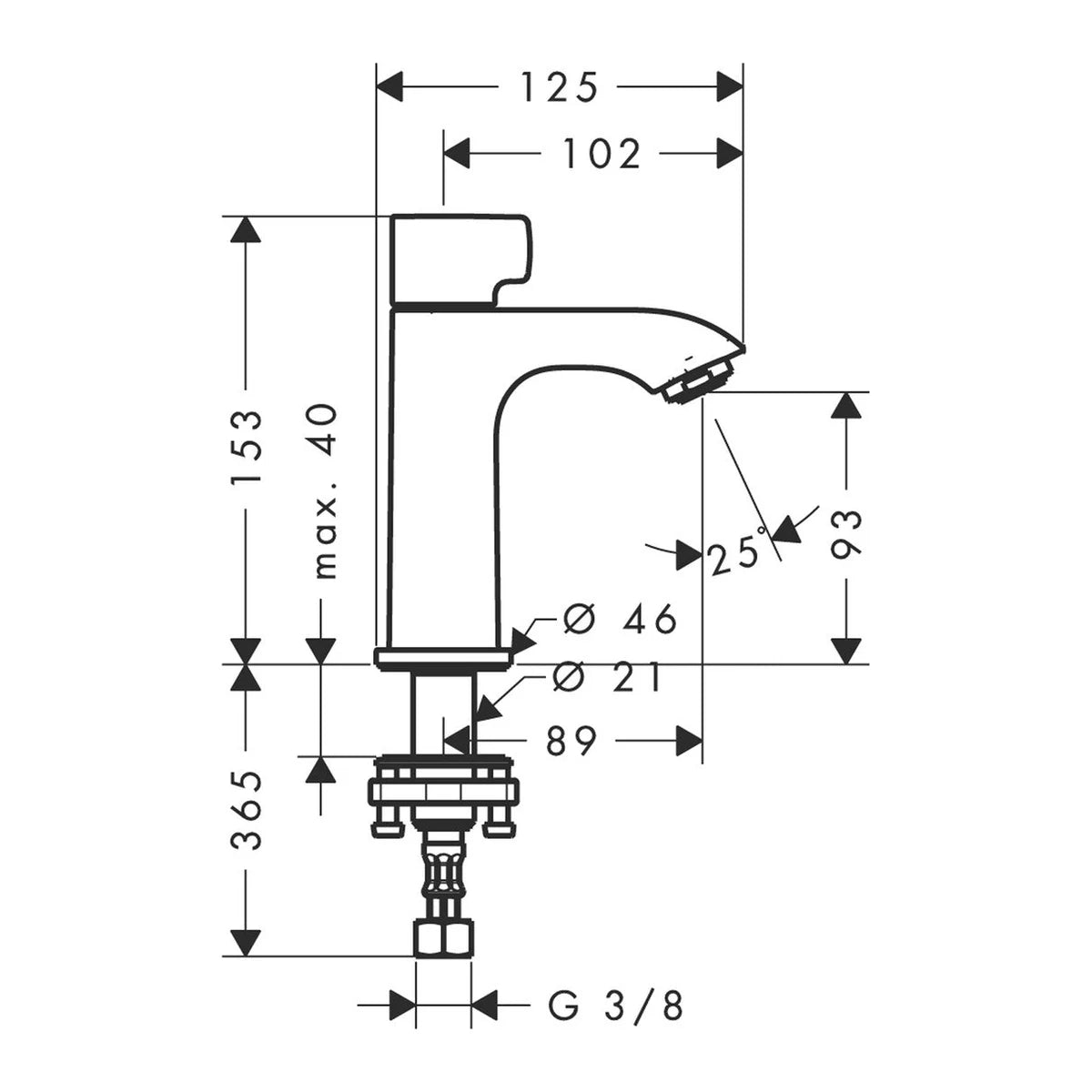 Hansgrohe Metris E2 Kaltwasser Waschtischarmatur