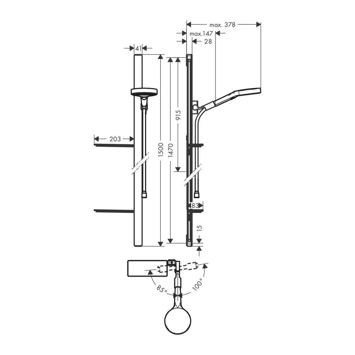 Hansgrohe Rainfinity 130 3jet Brausegarnitur