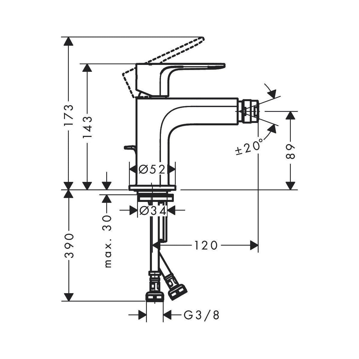 Hansgrohe Rebris E Bidetarmatur