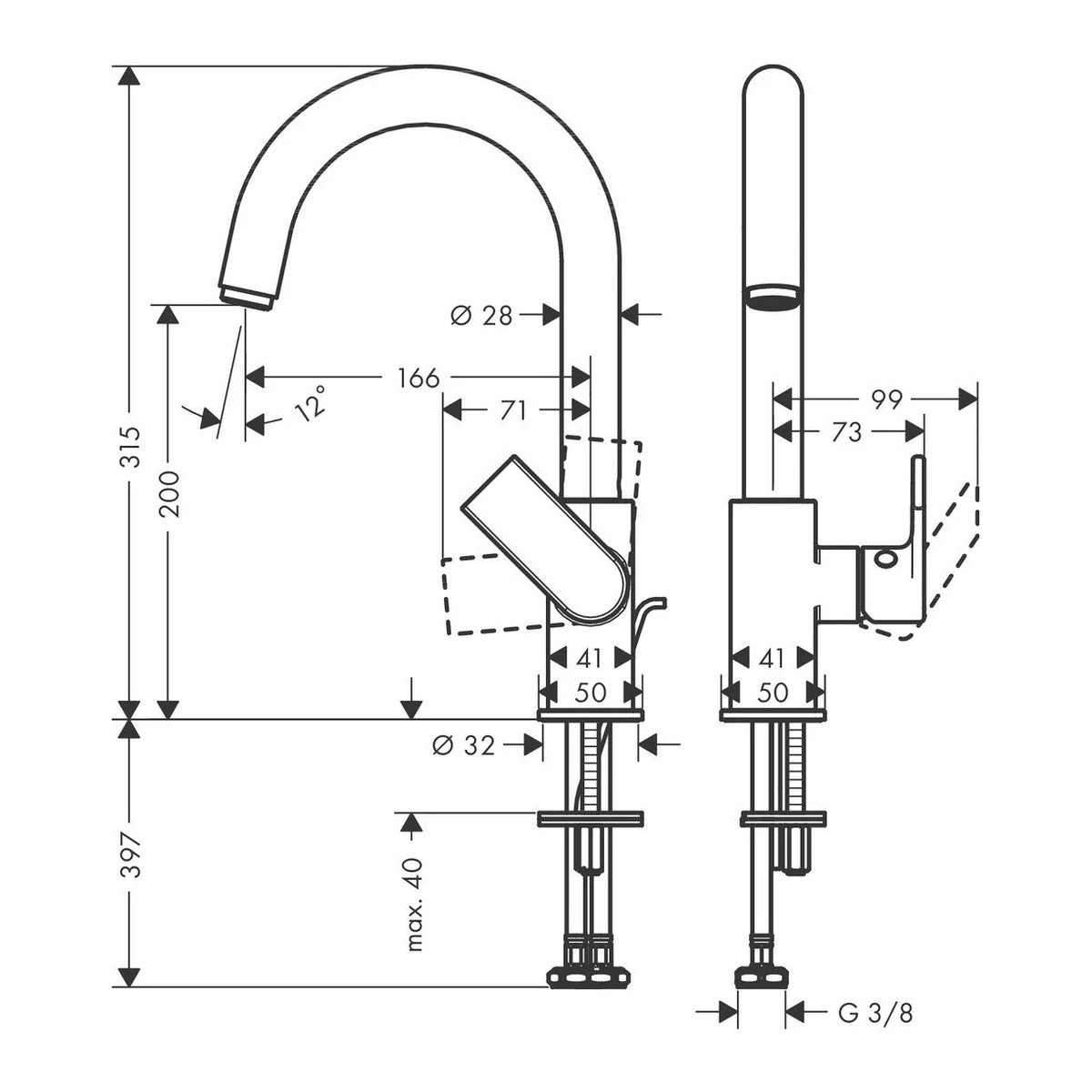 Hansgrohe Vernis Shape 210 Einhebel Waschtischarmatur