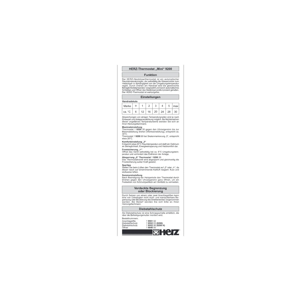 Herz Design-Thermostatkopf MINI M30x1,5 (6-28°C)