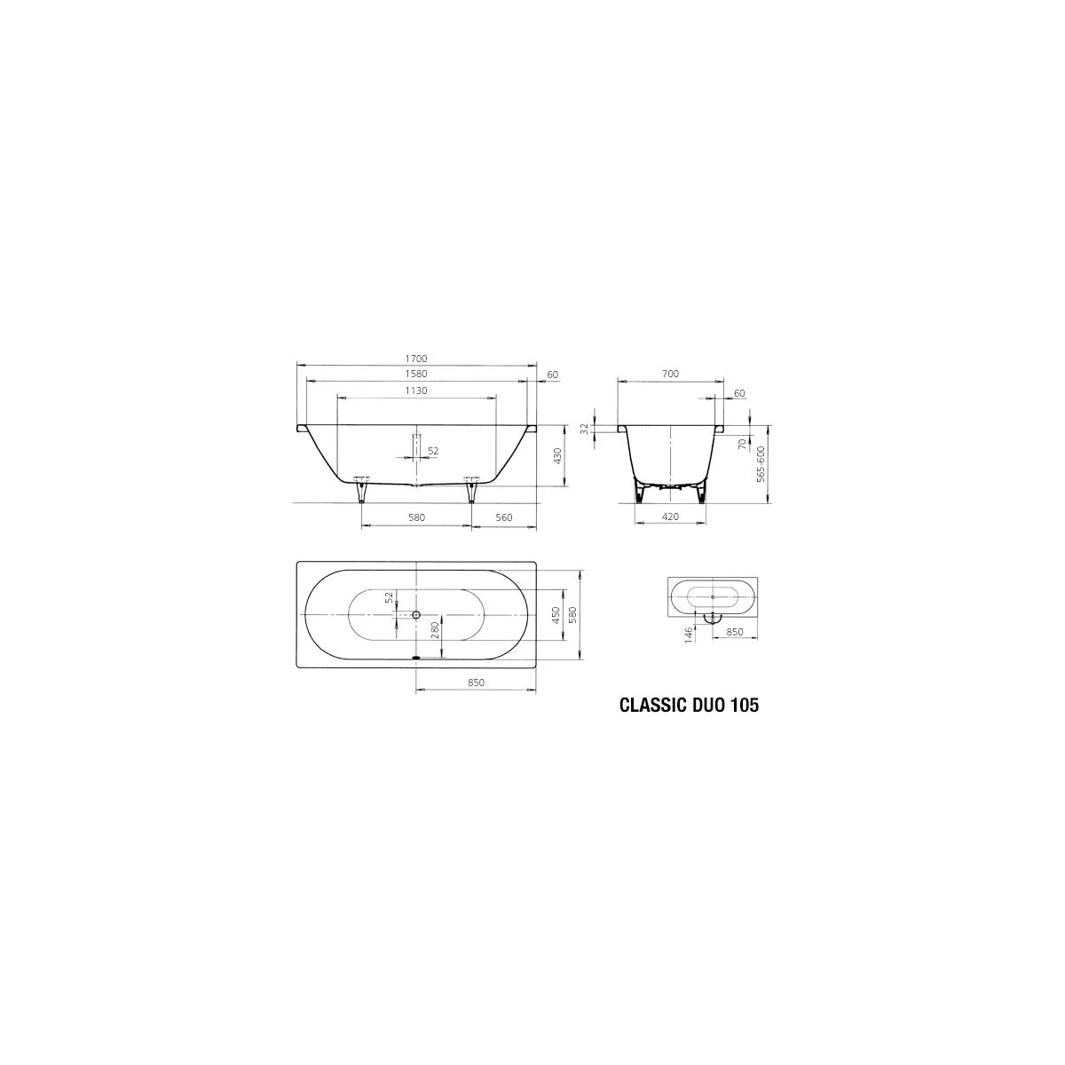 Kaldewei CLASSIC DUO Rechteck-Badewanne aus Stahl