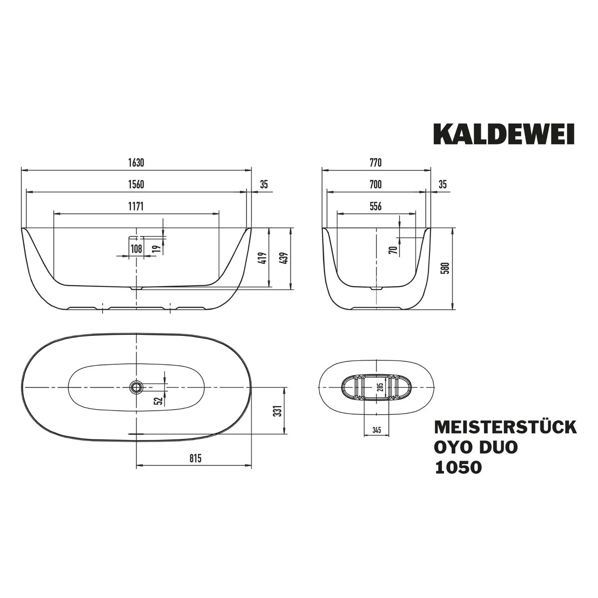 Kaldewei MEISTERSTÜCK OYO DUO freistehnde Badewanne