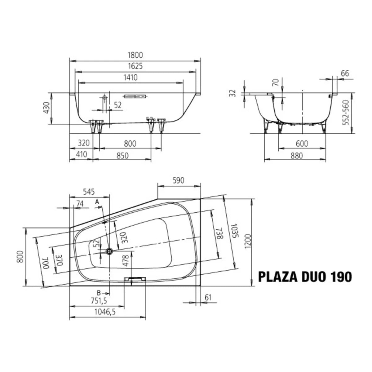 Kaldewei PLAZA DUO Eck-Badewanne aus Stahl