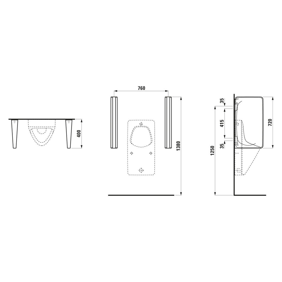 Laufen Cinto Urinal-Trennwand und Sichtschutz aus Keramik