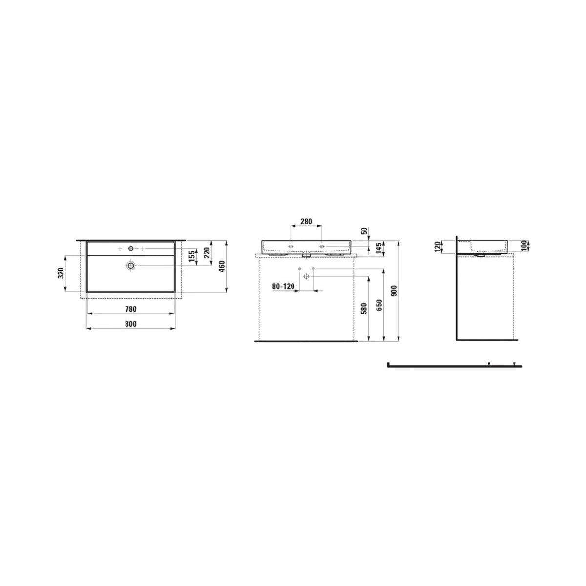 Laufen Kartell Aufsatz-Waschtisch (1000x460x145mm)