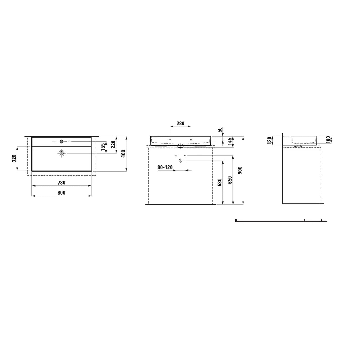 Laufen Kartell Aufsatz-Waschtisch (1000x460x145mm)