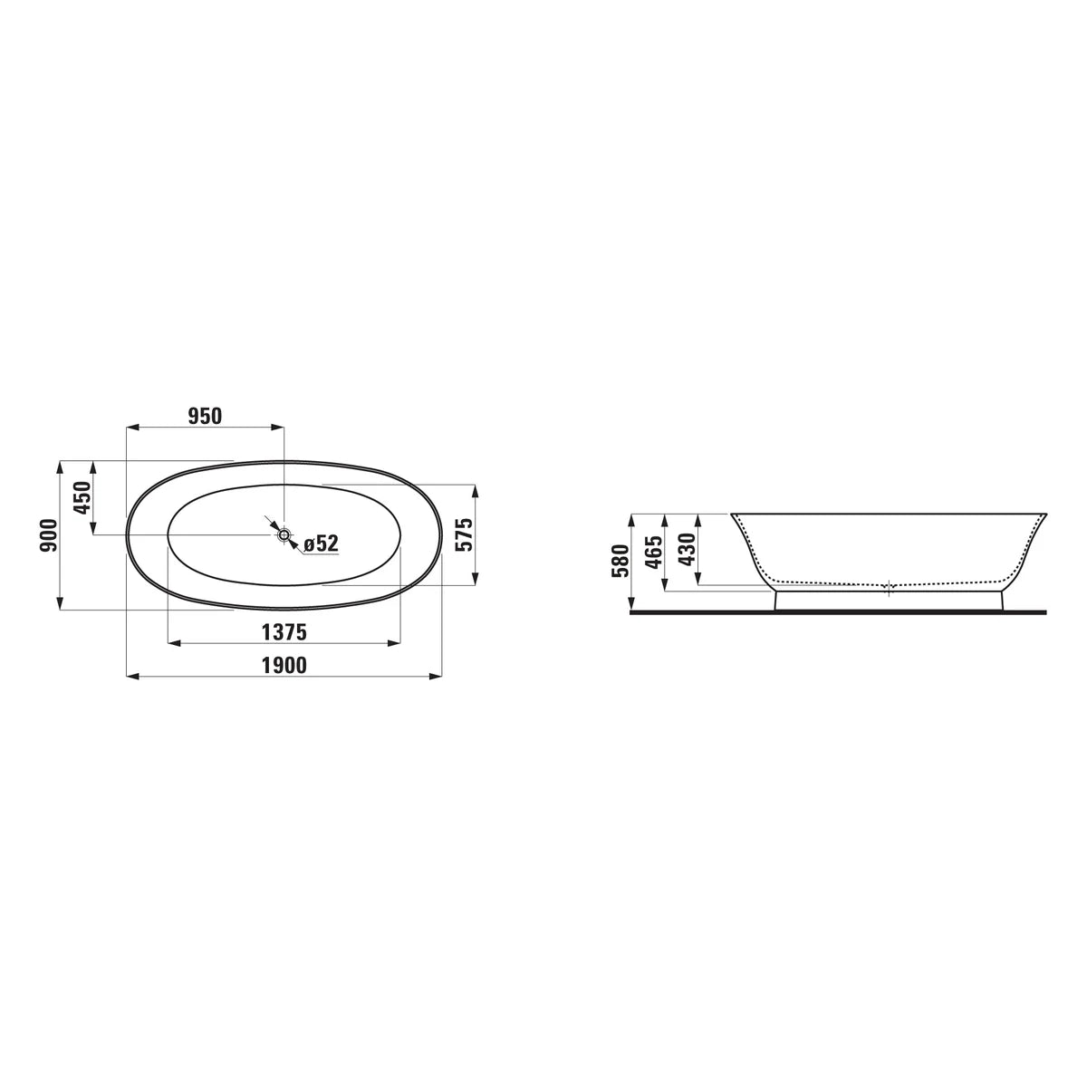 Laufen New Classic freistehende Badewanne aus Mineralguss