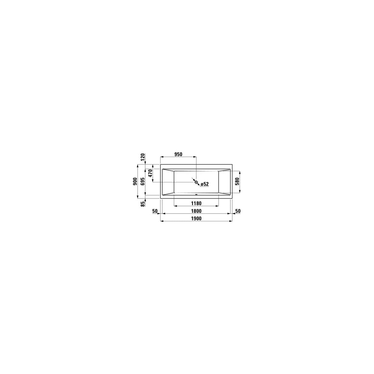 Laufen Pro Acryl Rechteck-Badewanne Einbauversion