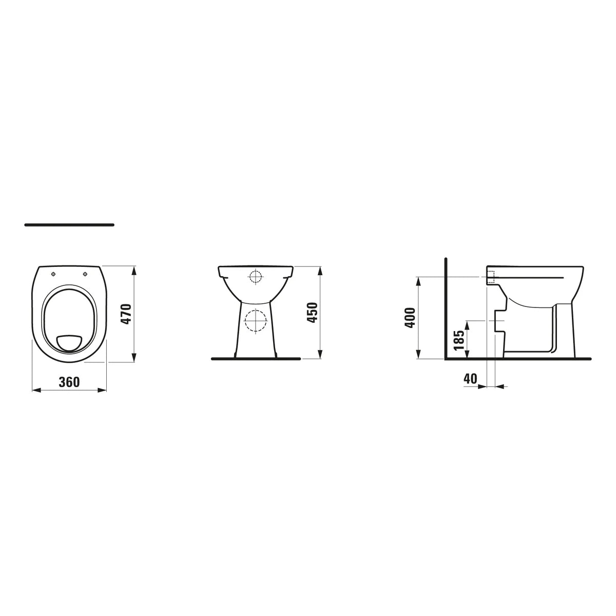 Laufen Pro Stand-WC 'comfort' Flachspüler mit Spülrand (470x360x450mm)