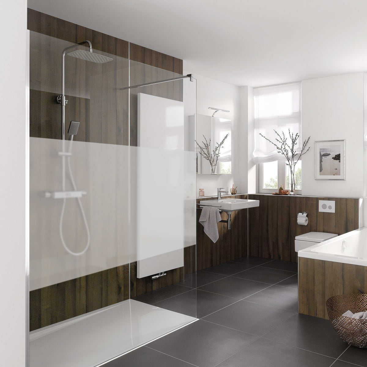 HSK Pro Walk In Frontelement mit Wandanschlussprofil