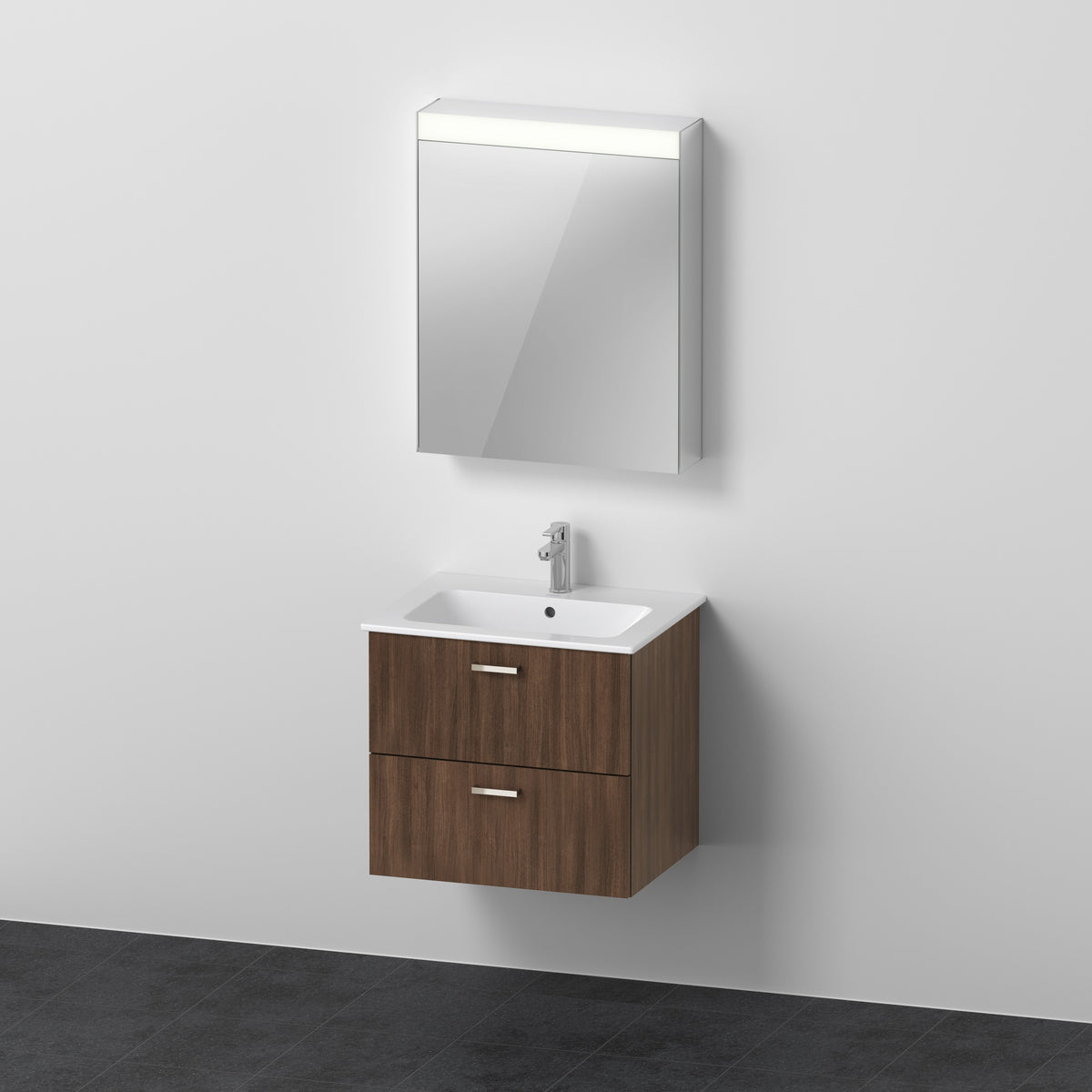 Duravit XBase Waschtisch und Unterbau mit Spiegelschrank