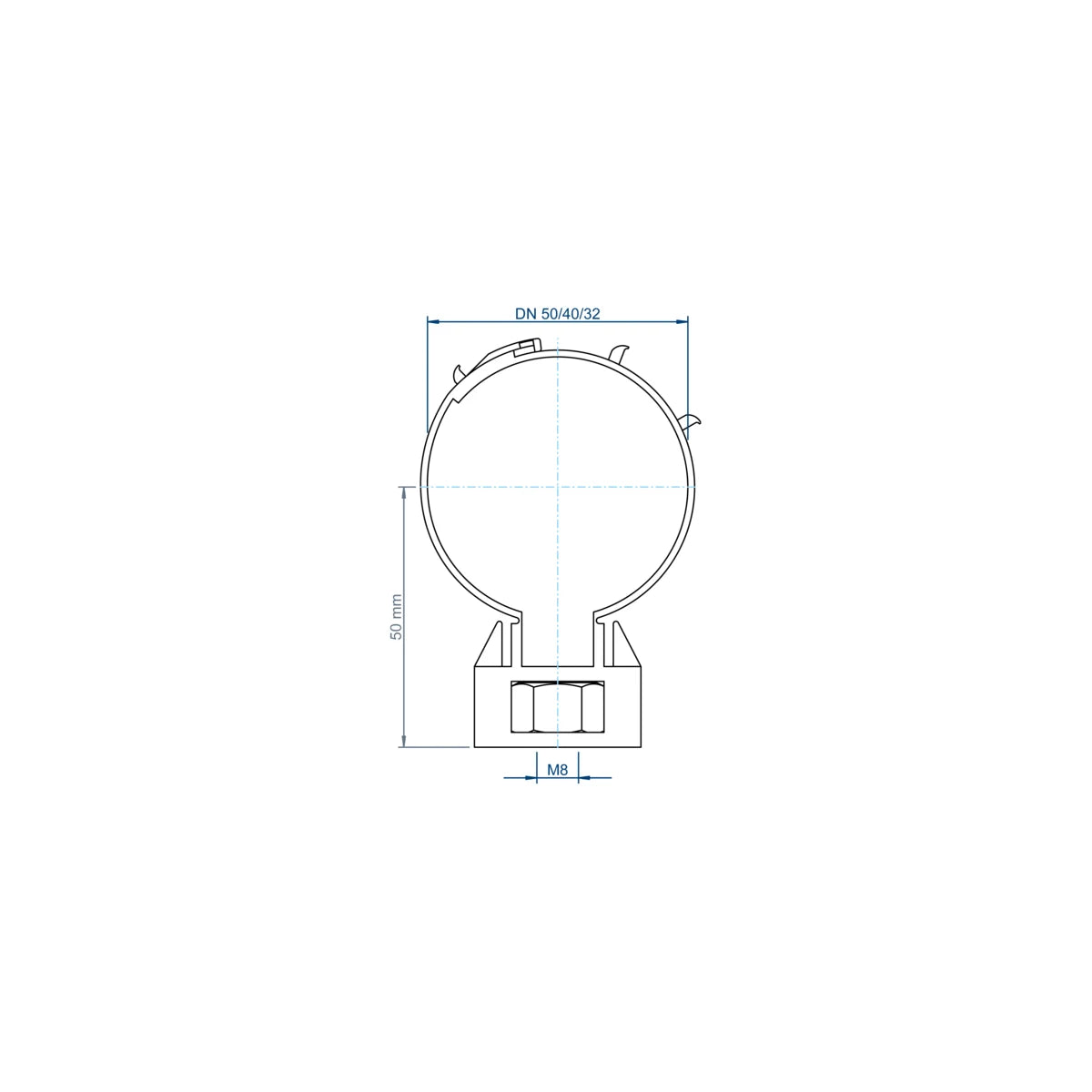 Poloplast POLO-CLIP Schelle für Dimensionen 50/40/32 M8