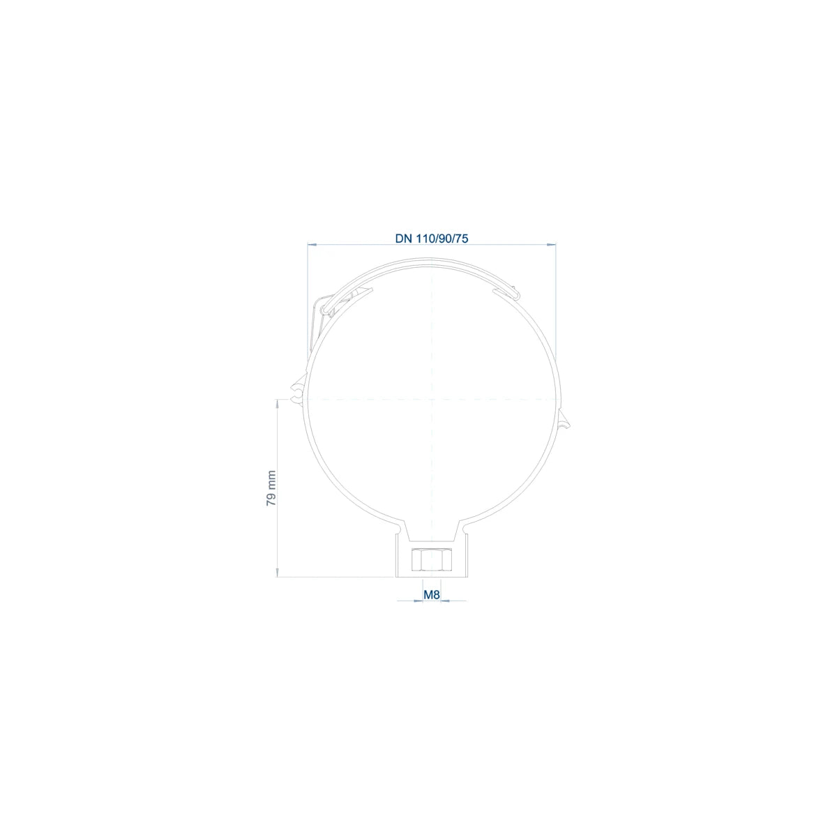 Poloplast POLO-KAL Schelle für Dimensionen 110/90/75 M8