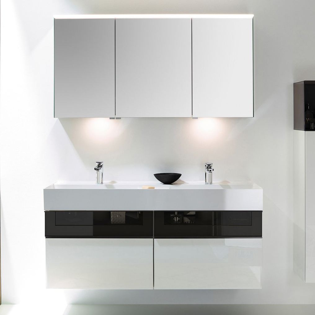 Burgbad Yumo Waschtisch mit Unterbau und LED-Spiegelschrank