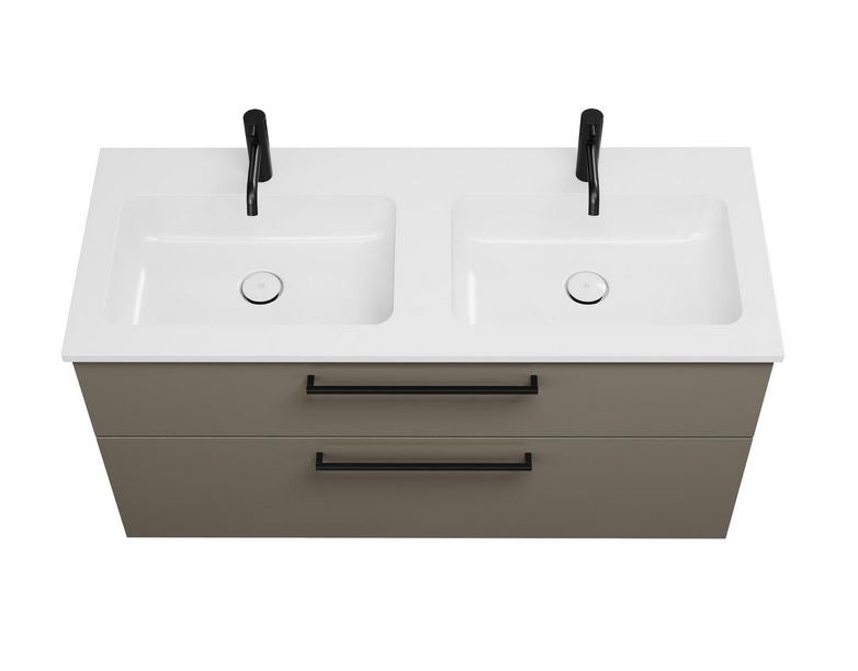 Burgbad Eqio Mineralguss Doppel-Waschtisch mit Waschtischunterbau