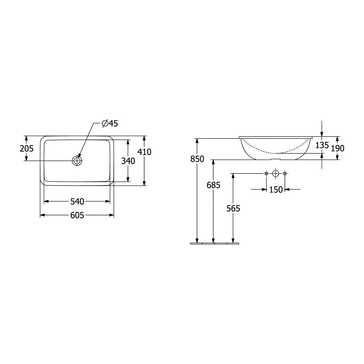 Villeroy & Boch Loop & Friends Einbau Waschtisch von oben
