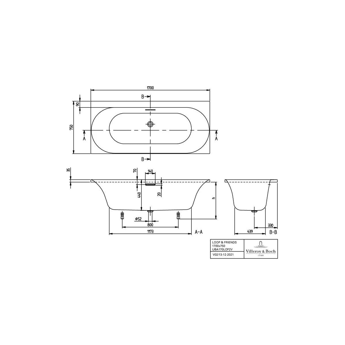 Villeroy & Boch Loop & Friends Oval Duo Rechteck-Badewanne