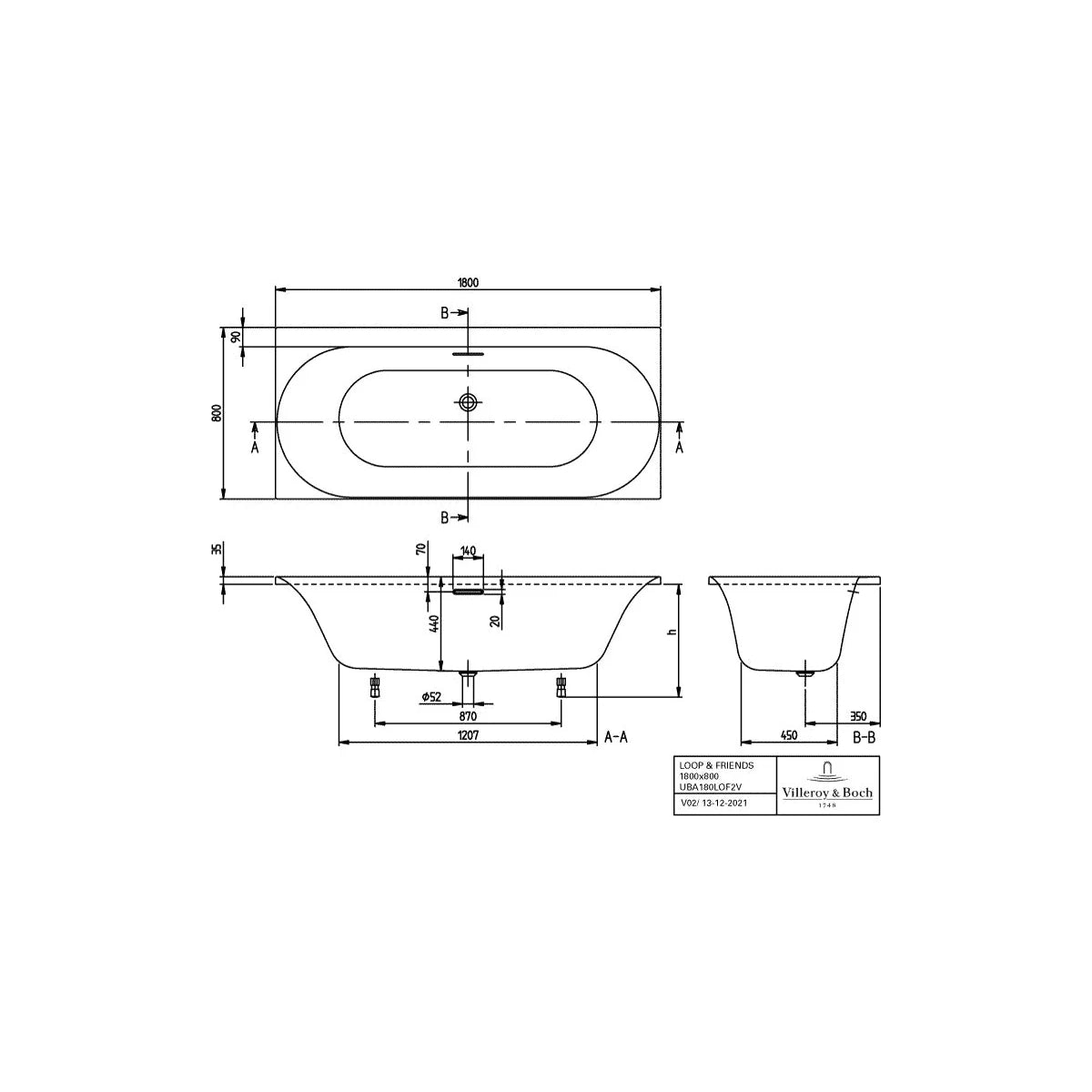 Villeroy & Boch Loop & Friends Oval Duo Rechteck-Badewanne