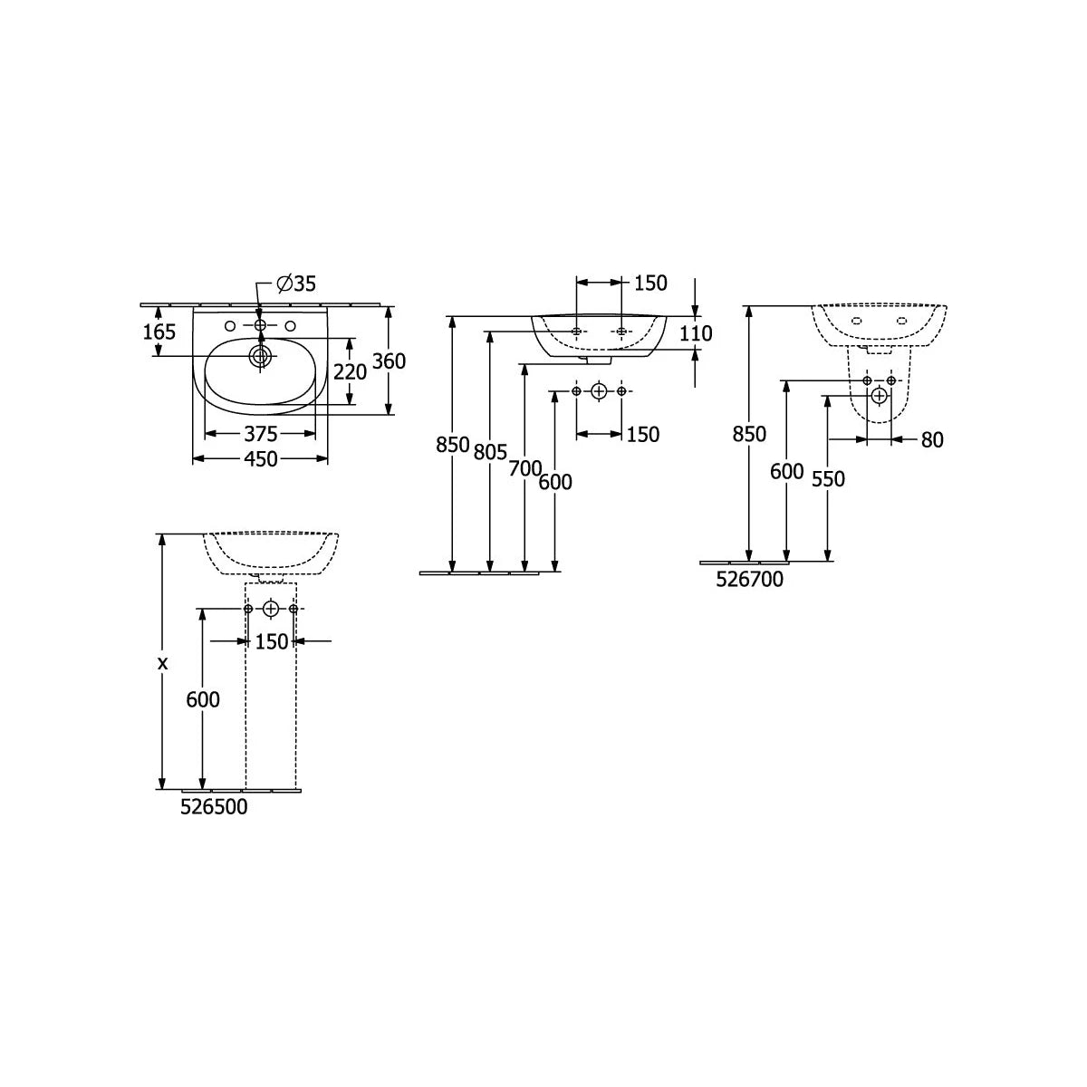 Villeroy & Boch O.Novo Wand Handwaschbecken