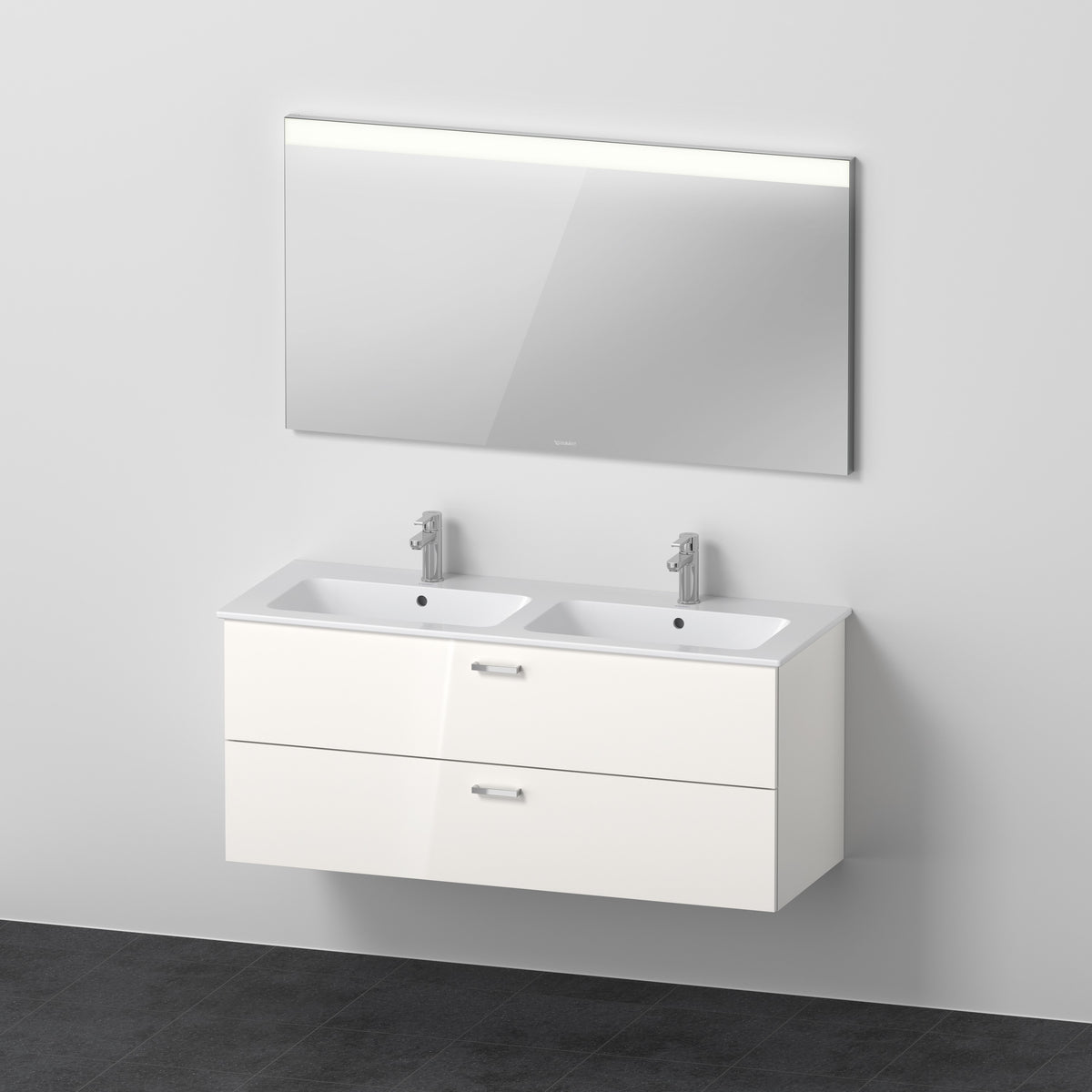 Duravit XBase Doppel-Waschtisch und Unterbau mit Spiegel